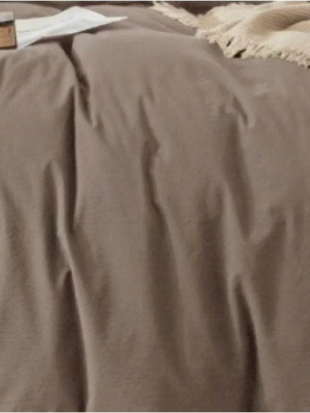 FULL SIZE Duvet Set 100% Washed Cotton - PALE BROWN